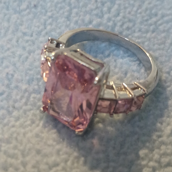 💕925 Sterling Silver Pink Ice Moissanite Ring - Picture 7 of 17